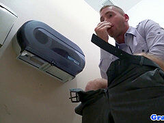Office bottom banged at work while milking