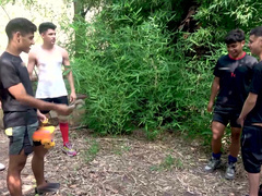 Outdoor boys share the best anal moments in a restless group fuck