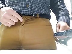 Little cock daddy wank at work with big cum spurt 2