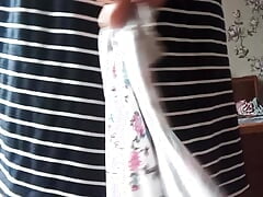 My GF's clothes, dildo and my cum