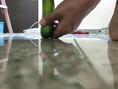 Sissy gauri anal training with kheera cucumber