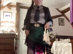Dressed with a green skirt for a night out