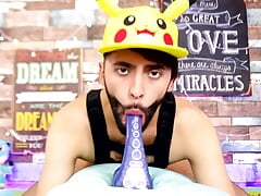 Prostate cum. Geek latino fucking his ass with an alien dildo anal.