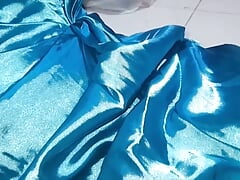 Asian Crossdresser Satin Shiny Ruffle Dress Cumshot