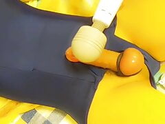 while wearing a school swimsuit