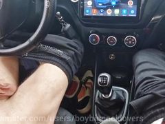 Picked up a random guy on the highway - jerk off in a taxi! Hot