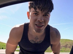 Denny and Adonis King fuck in a car, off the road