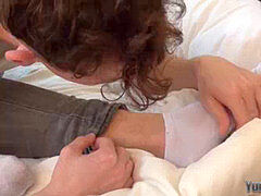 insatiable youngster deep-throats toes and sperms soles