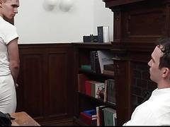 Nasty and horny bishop fucks the church boy like an animal