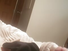 Jerking off with panties and blanket