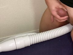 Fat Guy With A Small Penis Cumming On A Vacuum Cleaner Hose