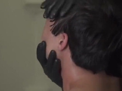 Male Latino escort bound and roughly fucked by black cop