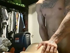 Huge cock fucks pussy toy