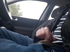 Jerking my cock in car