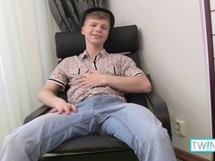 Bulky blonde James T gets off while playing with his own butt