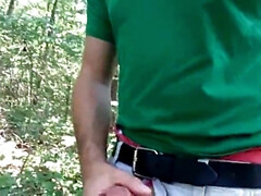 I'm Hiding so I Can Jerking off Then Cumming in the Woods