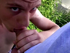 Appealing bloke sucks dick in crazy positions until the jizz starts to splash on his face