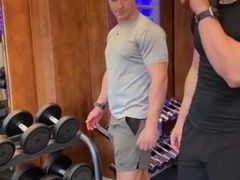 Friends fooling around after gym