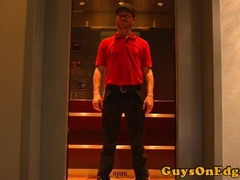 Bounded slave to munch cum-shot of pizza