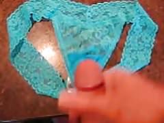 Jerking off into new gf's panties