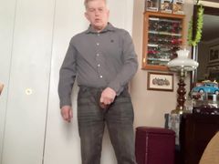 Daddy masturbating standing up