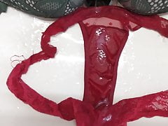 Cum on sister's bra and thong