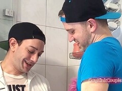 Face drenched in piss, wild gay watersports action with Gaykinkcouple