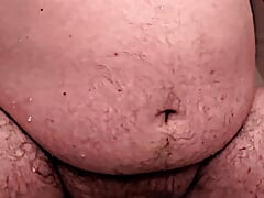 wet big belly guy gets hard in the shower