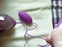Locked in CB cage can't cum, vibrator ejaculated