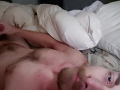 Jerking a load from my hairy cock