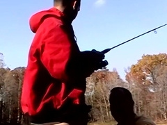 Fisherman blown by naughty daddy in the outdoors