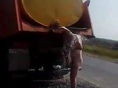 Shower Lads  Showering outdoors