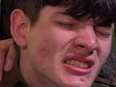 Army boy lets horny drill sergeant sting his ass from behind