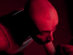 Bald dude enjoys midnight anal pleasures with a random male