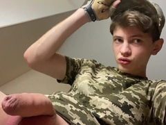 Gay-for-pay Military Jock Masturbating his Cock