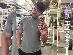 Muscle boy spread legs cock ring gym stuff