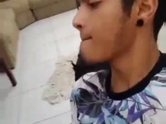 Bummer wheelchair user bathing milk on his face