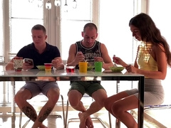 During Breakfast Quietly Sucked Under The Table To His Step sisters Boyfriend
