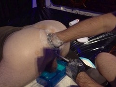 So intense anal scene - giant dildo and fist