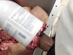 Meat masturbator and cum at work