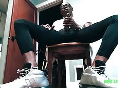 Sean Michaels Jerks his Big Black Cock Wearing Sneakers