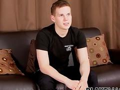Handsome young Brit Ryan Days shows off his jerk off skills