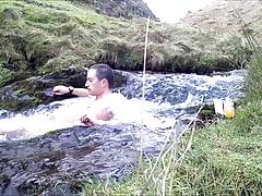 Half hour 2C waterfall naked with shivering