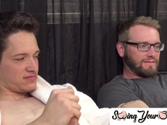 SwingYourBalls.com - 2 mates with saggy sack jack together and jism rock-hard