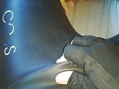 Wank and cum in wetsuit