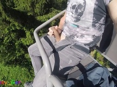 Horny dude strokes his massive cock solo in the great outdoors