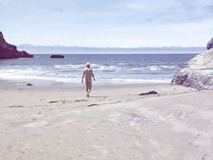 Taking a stroll at Bonny Doon nude beach in CA