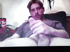 Hot bearded straight guy edges his huge hung thick big cock
