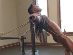 Appealing blokes gag one another and fuck in raw bondage experience