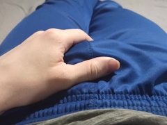 A stud in blue sweatpants caresses his swelling